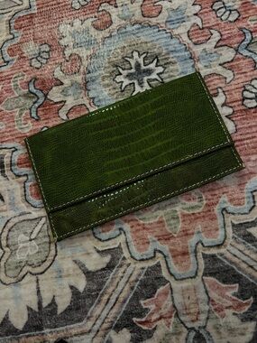 Green Croc-Embossed Leather Wallet Loft